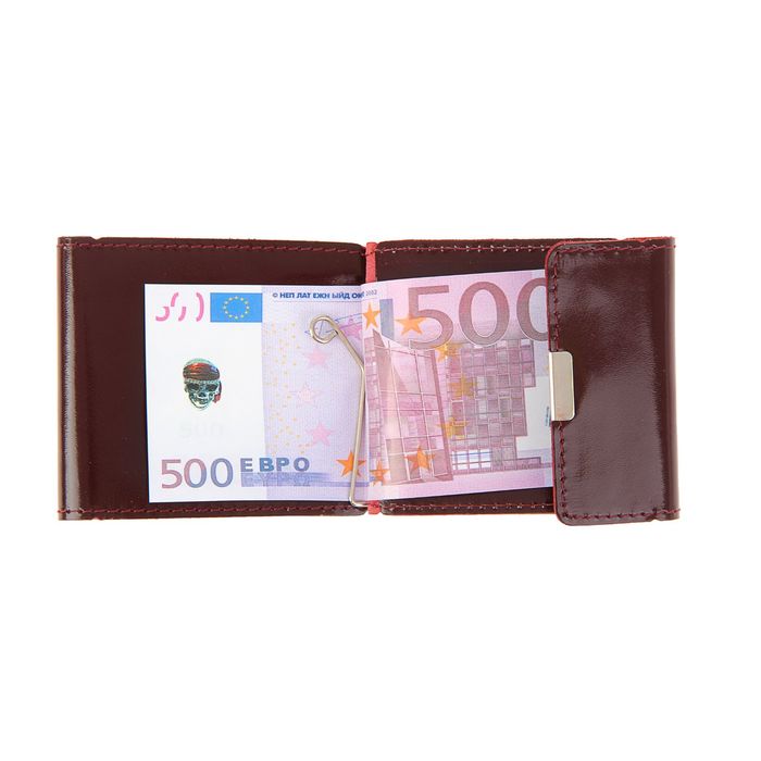 Зажим для купюр Z-27-82, отдел для монет, цвет бордовый