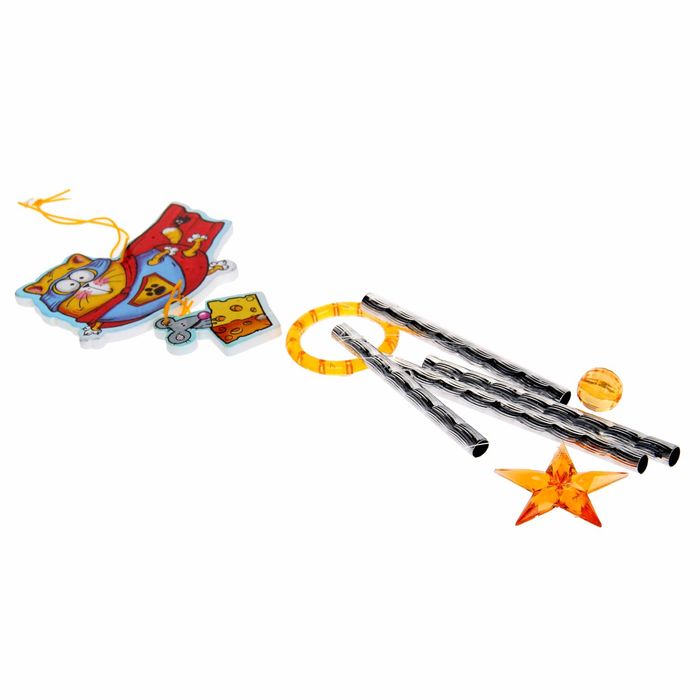 Музыка ветра "Котэ супергерой", 4 трубки, 10 х 50 см