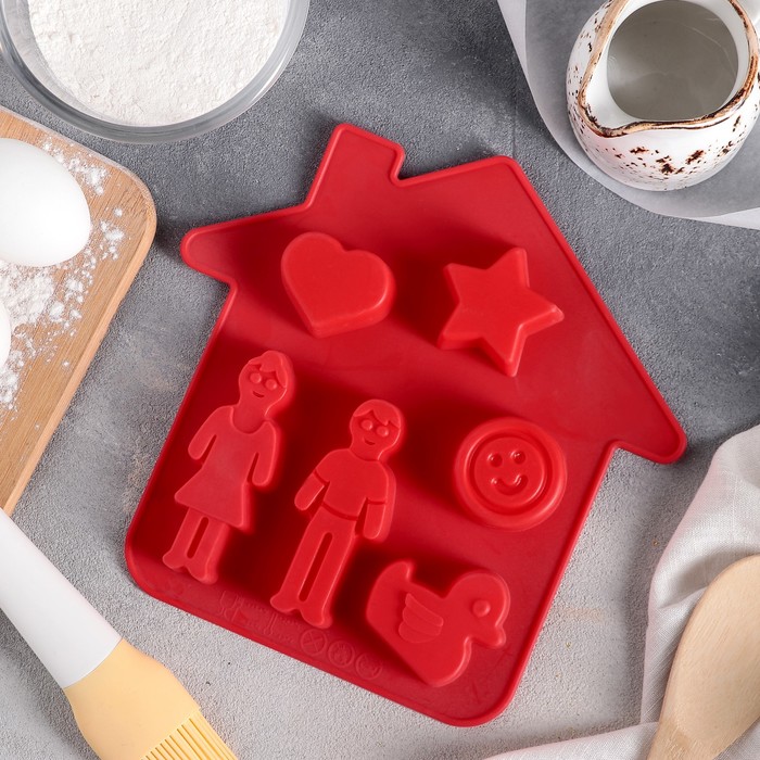 Форма для выпечки, 6 ячеек, 21х21х2,5 см "Милый дом", цвета МИКС