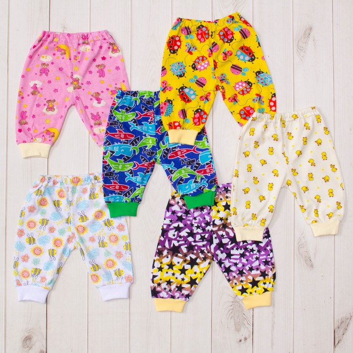 Штанишки детские на манжетах, рост 80-86 см (26), цвет микс 111К