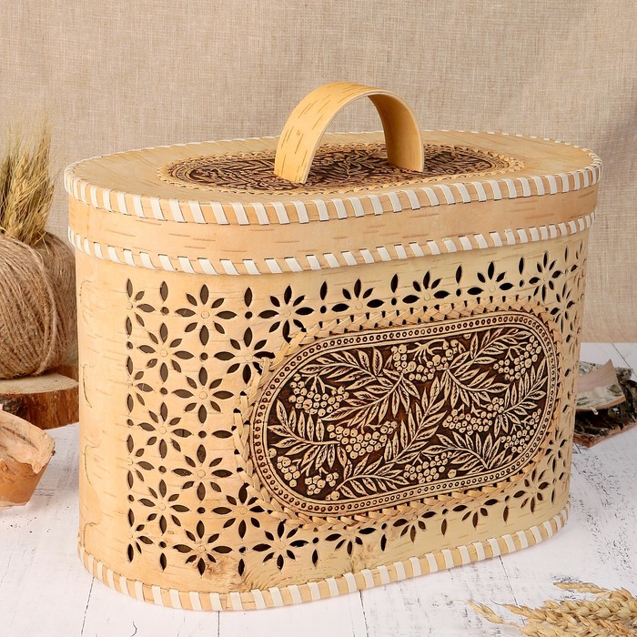 Хлебница «Рябина», 30×21×17см, береста