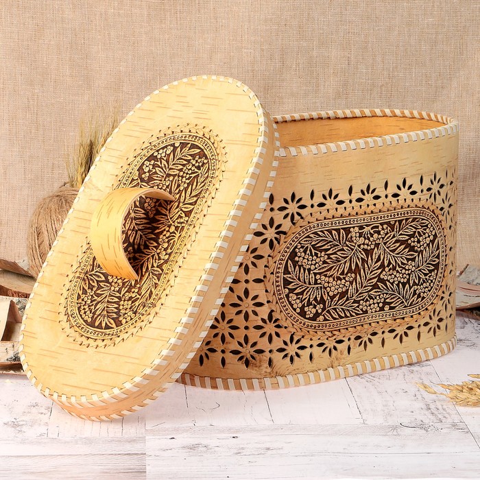 Хлебница «Рябина», 30×21×17см, береста