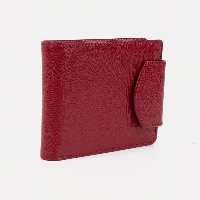 Кошелёк женский на кнопке, 2 отделения, отдел для монет, ящерица, красный