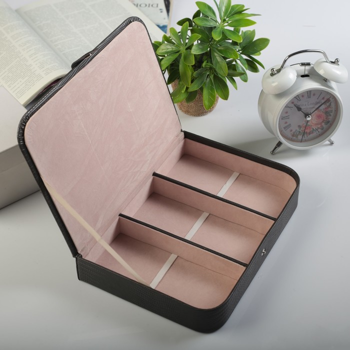 Шкатулка под очки 3 отделения "Серый дым"