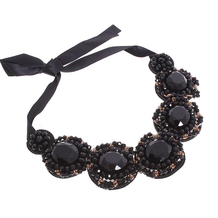 Колье "Вечернее настроение" овалы, цвет черный