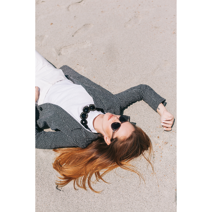 Колье "Вечернее настроение" овалы, цвет черный