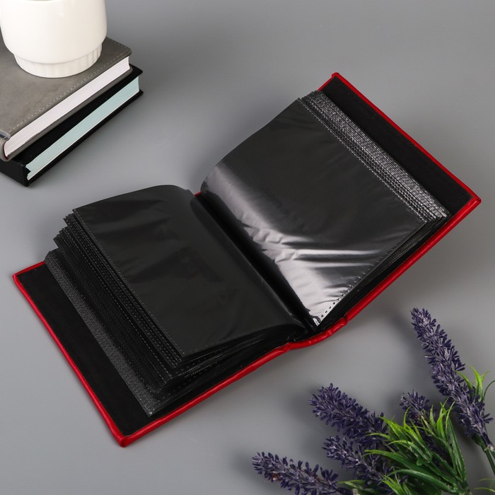 Фотоальбом на 100 фото 10х15 см "Классика" 2 золотых полоски МИКС