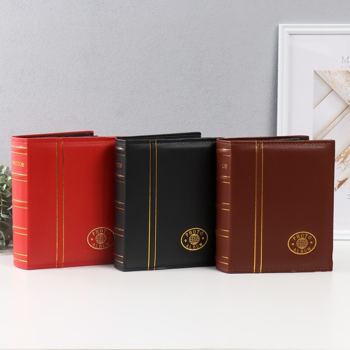 Фотоальбом на 200 фото 10х15 см "Классика" 2 золотых полоски МИКС