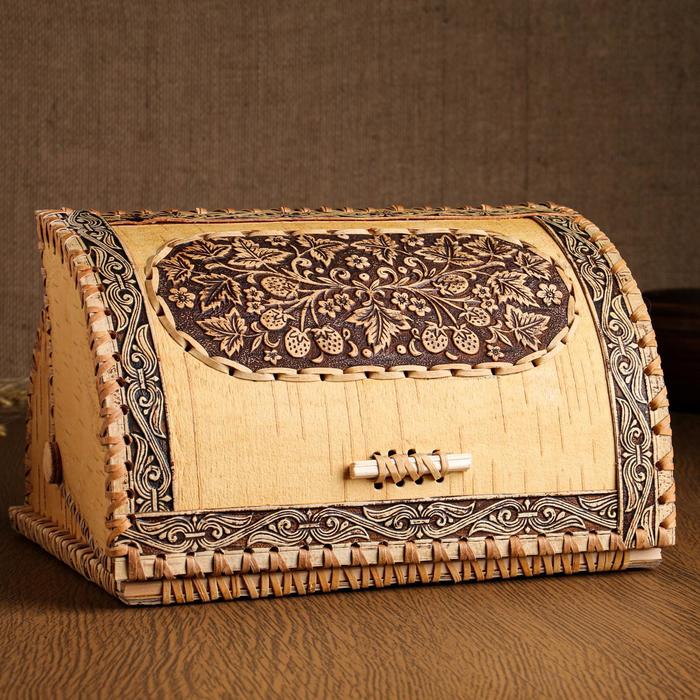 Хлебница «Ягодка», 24×20×15 см, береста хлебница плетеная 25×17×21 см береста