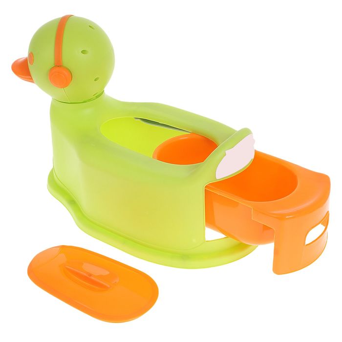 Горшок-игрушка «Уточка» с крышкой, съёмная чаша, цвет зелёный