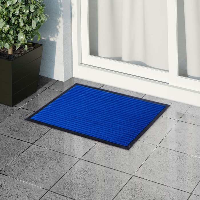 Коврик, влаговпитывающий, ребристый "Стандарт", цвет синий