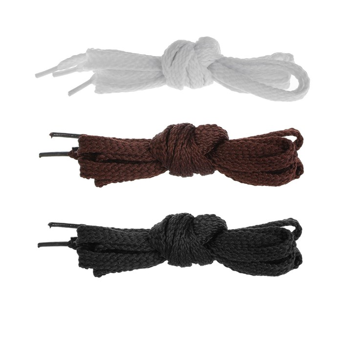 Набор плоских шнурков для обуви, 3 пары, ширина 5мм, 110см, цвет МИКС