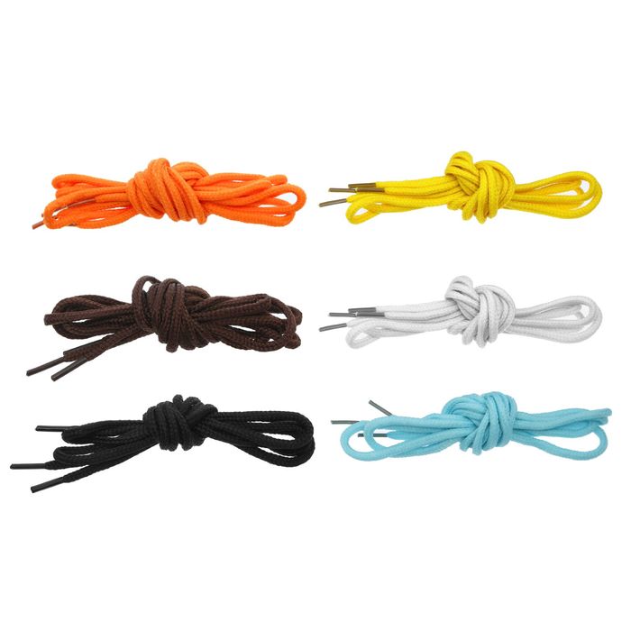 Набор круглых шнурков для обуви, 6 пар, ширина 3мм,110см, цвет МИКС