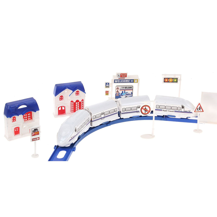 Железная дорога "Скоростной поезд", с 3 вагонами, протяжённость пути 1,48 м