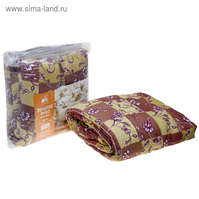Одеяло стеганое Золотое руно 200х220 см теплое 300 гр/м, овечья шерсть, смесовый микс