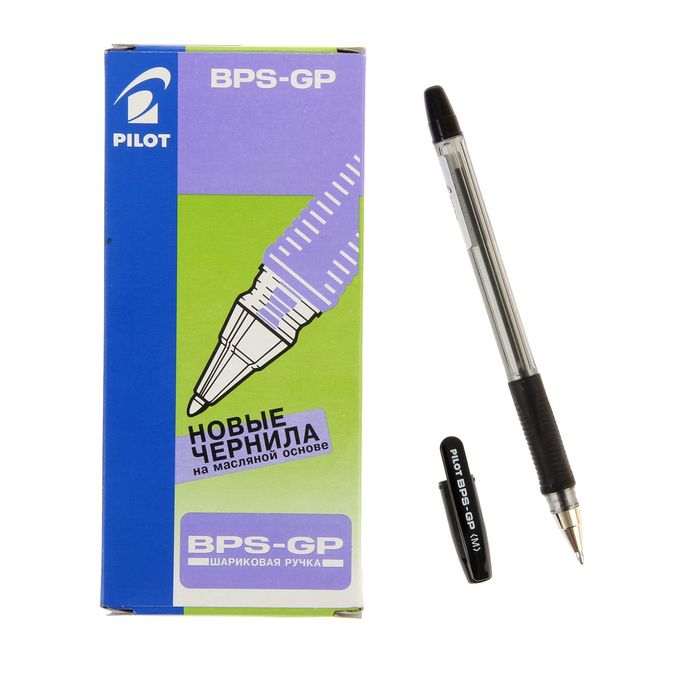 Ручка шариковая Pilot BPS-GP, резиновый упор, 1.0мм, масляная основа, стержень черный