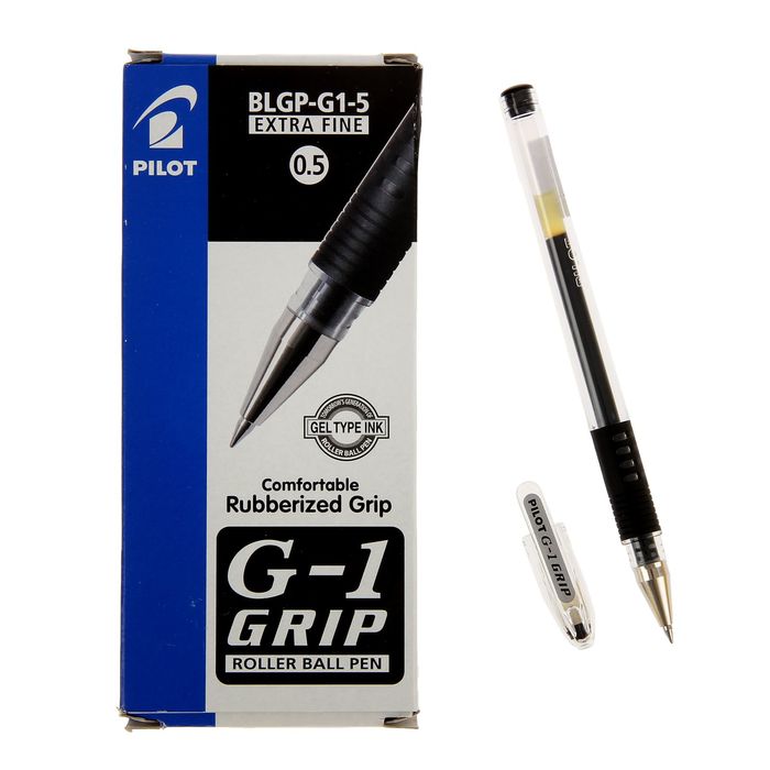Ручка гелевая Pilot G1 Grip, узел 0.5 мм, чернила чёрные, резиновый упор