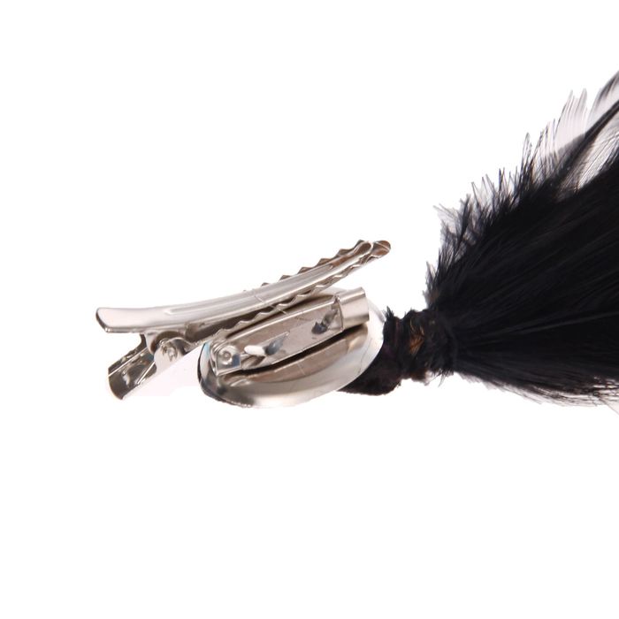 Карнавальное перо, зажим + значок, цвет чёрно-голубой