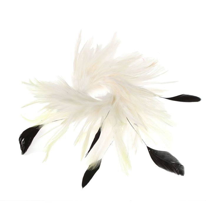 Карнавальное перо, зажим + значок, цвет белый