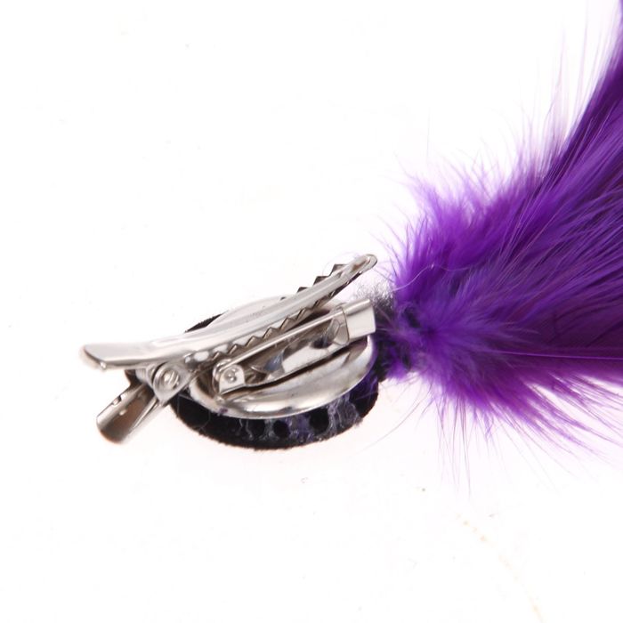 Карнавальное перо, зажим + значок, цвет фиолетовый