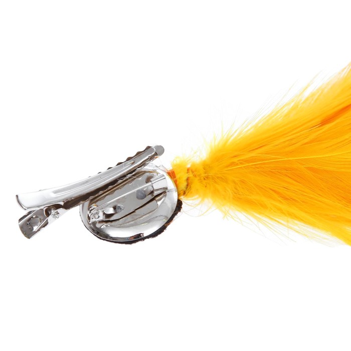 Карнавальное перо, зажим + значок, цвет жёлтый