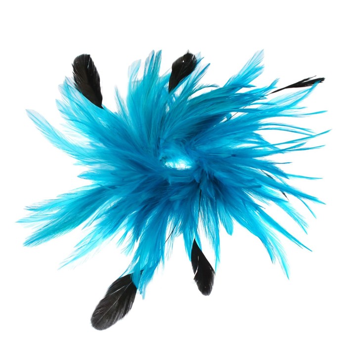 Карнавальное перо, зажим + значок, цвет голубой