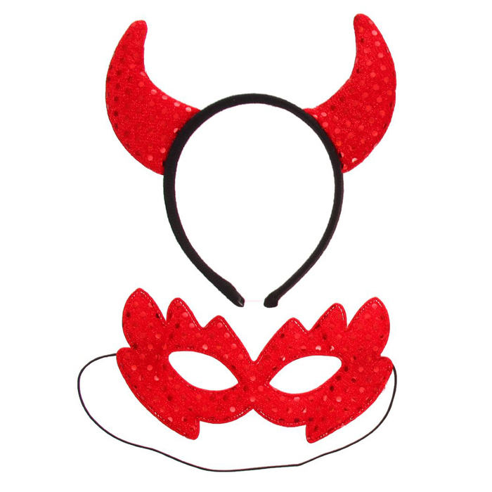 Карнавальный набор "Черт" 2 предмета: ободок, маска, цвета МИКС
