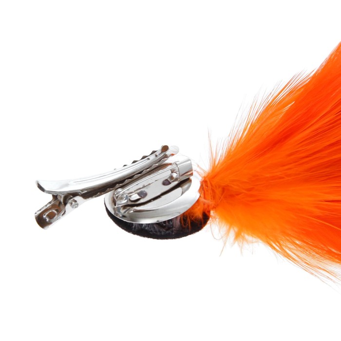 Карнавальное перо, зажим + значок, цвет оранжевый