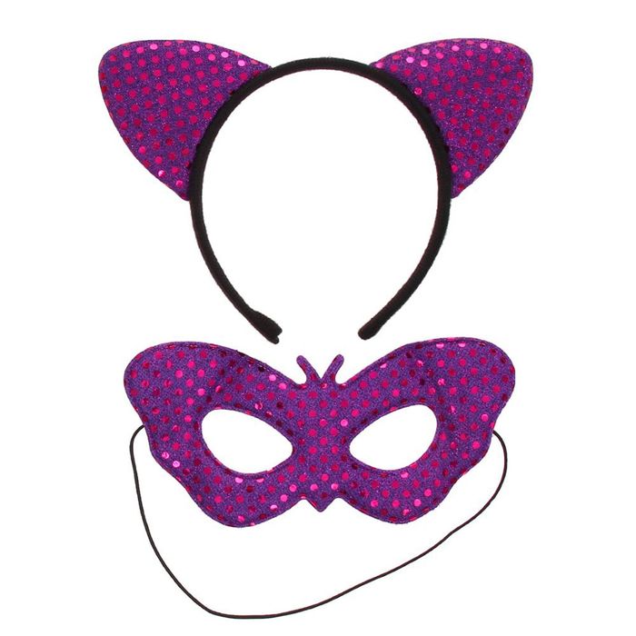 Карнавальный набор "Киска" 2 предмета: ободок,маска, цвета МИКС