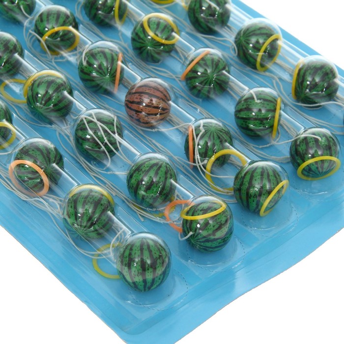 Мяч каучуковый "Арбуз" с резинкой на блистере, набор 30 шт., 2,3 см