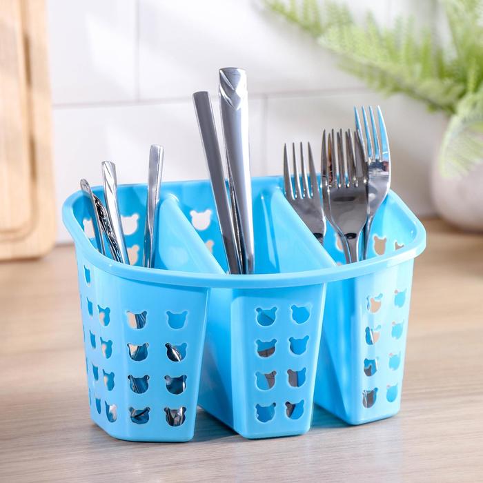 Сушилка для столовых приборов 3 отделения 19х12 см "Забава", цвета МИКС
