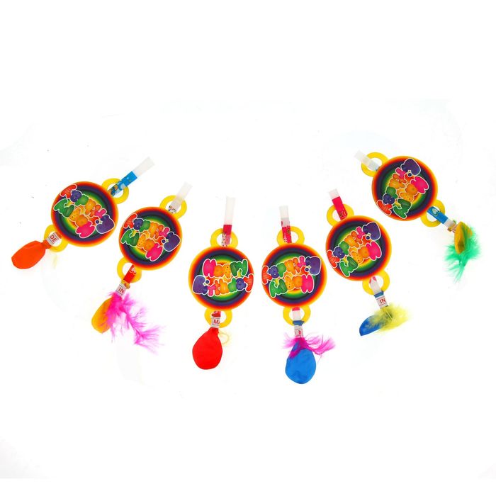 Карнавальный язычок-кругляш "День рождения", набор 6 шт.