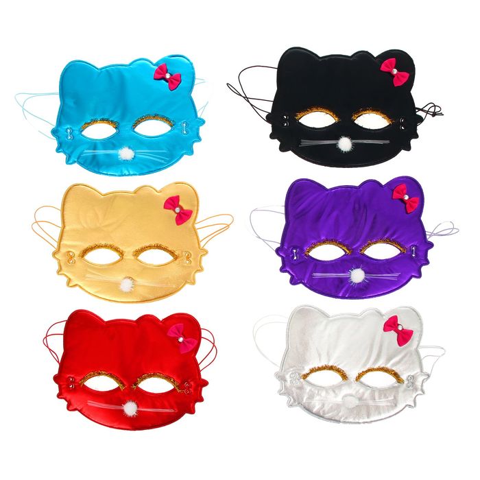 Карнавальная маска "Киска" с бантиком, цвета МИКС