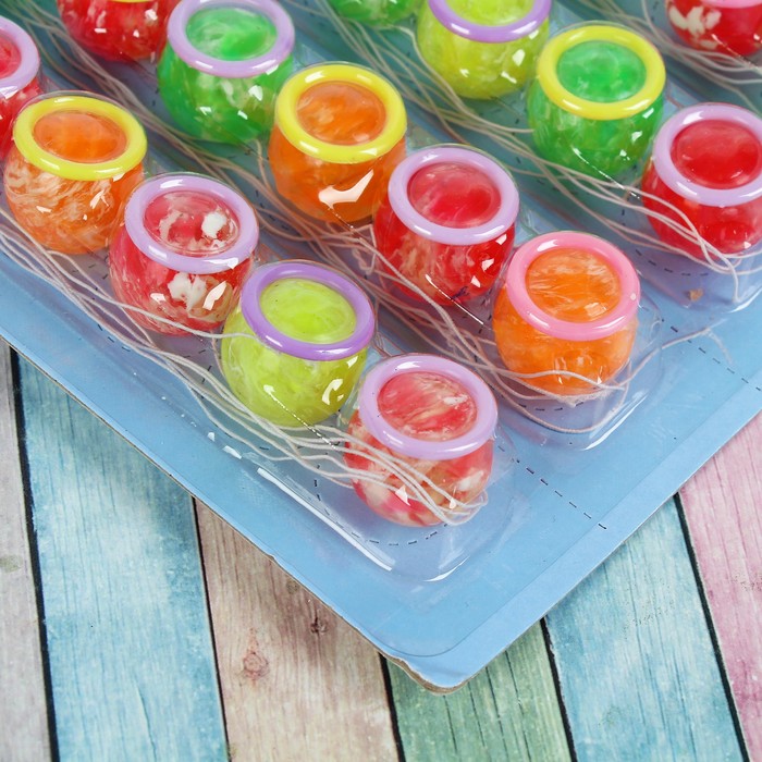 Мяч каучук "Цветной" с резинкой на блистере (набор 30 штук) 2,3 см