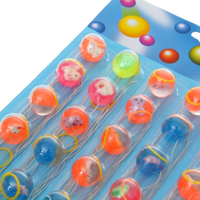 Мяч каучук "Звери" с резинкой на блистере (набор 30 штук) 2,3 см