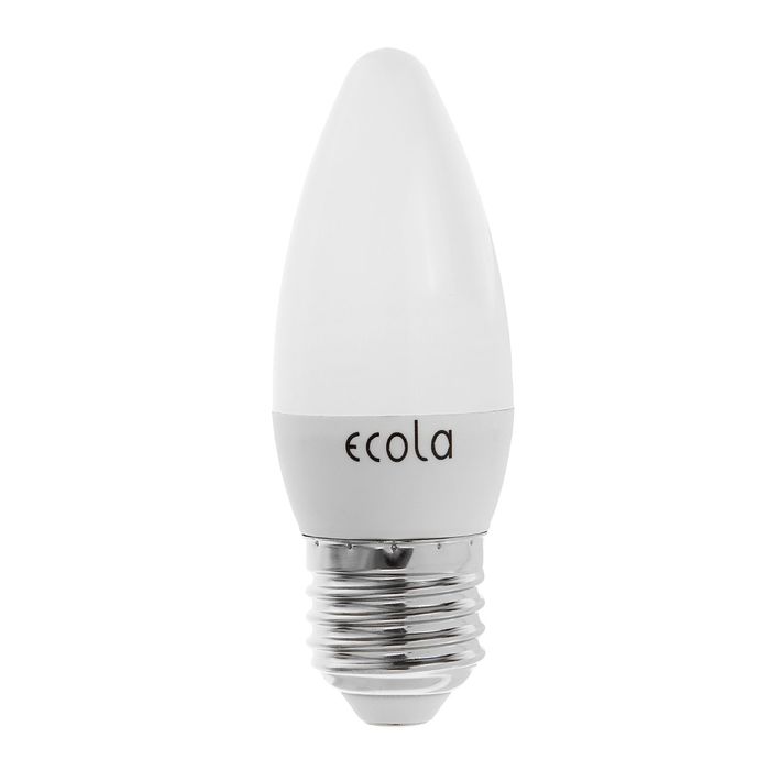Лампа светодиодная Ecola, E27, C37, 6 Вт, 4000 K, 101x37 мм, свеча, дневной белый