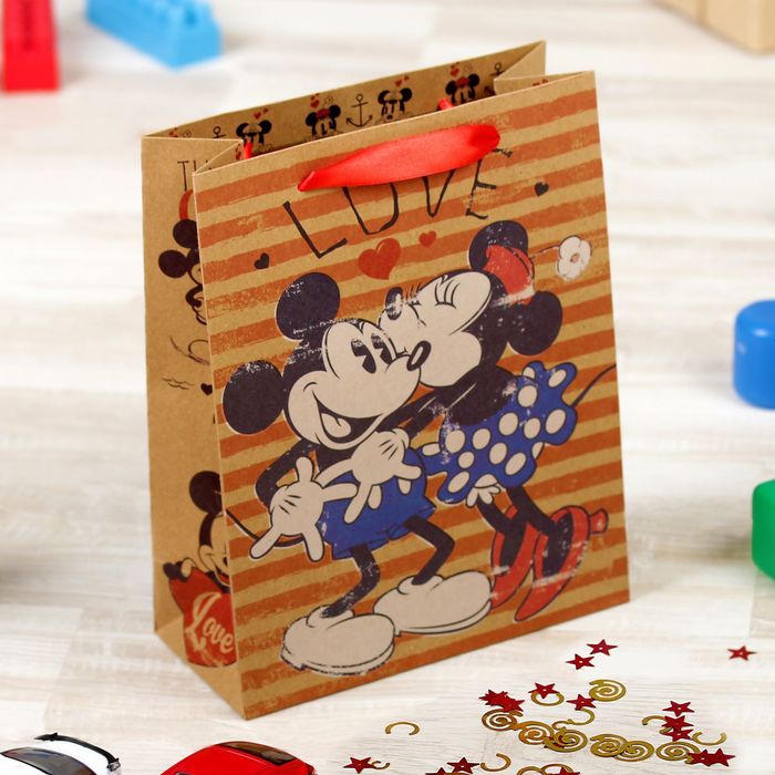 Пакет вертикальный крафт "Love", Микки Маус, 23 х 27 см