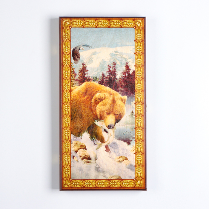 Нарды-шашки "Медведь" (доска дерево 50х50 см)