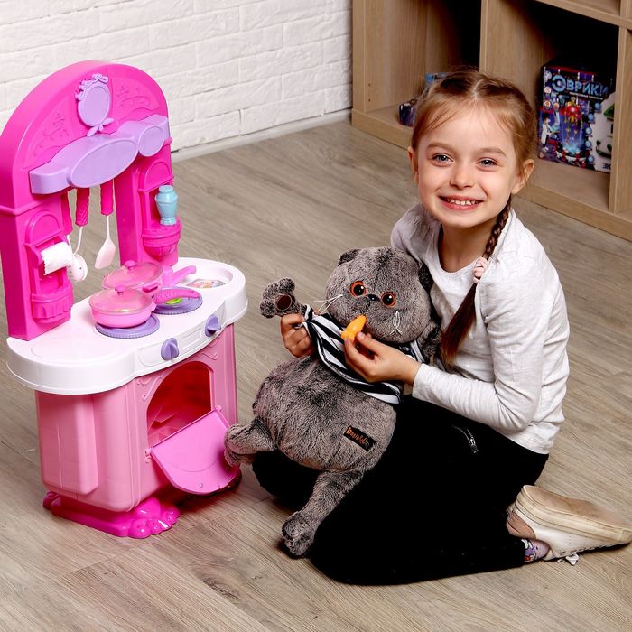 Игровой модуль кухня "Принцесса" с аксессуарами, световые и звуковые эффекты, БОНУС - вырезные карточки для игры