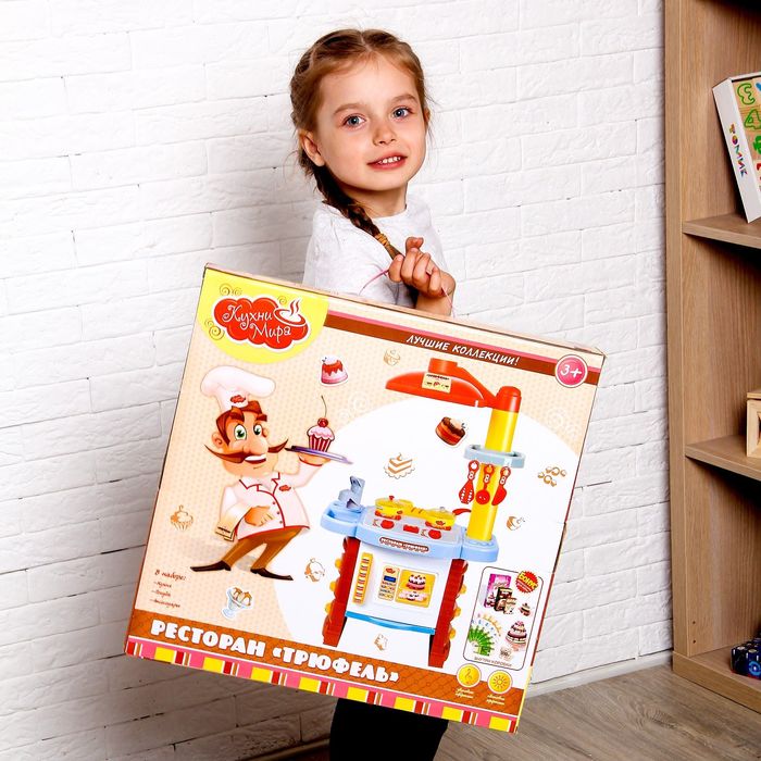 Игровой модуль кухня "Ресторан Трюфель" с аксессуарами, световые и звуковые эффекты, высота 66 см, БОНУС - вырезные карточки для игры