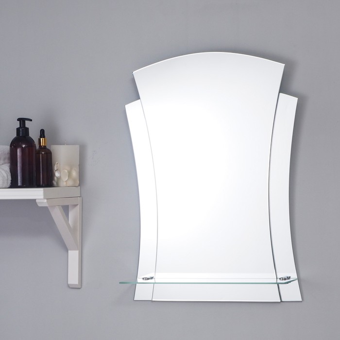 цена Зеркало «Лотос», настенное, с полочкой, 48×55 см