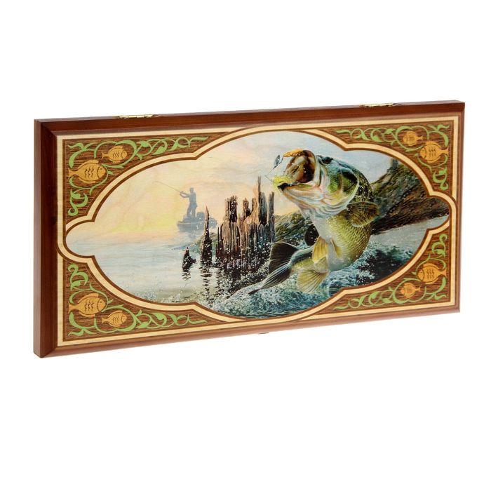 Нарды-шашки "Рыбалка" (доска дерево 40х40 см)