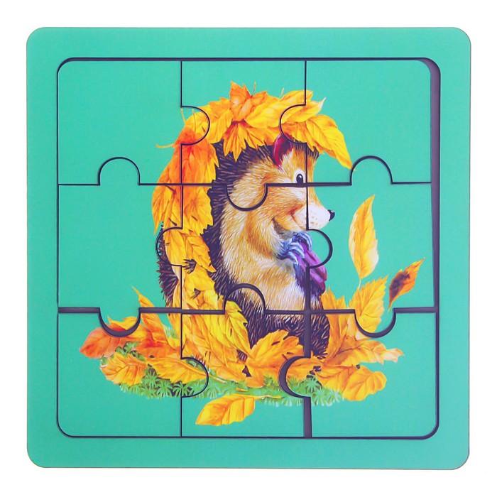 Пазл "Ёжик в листьях"