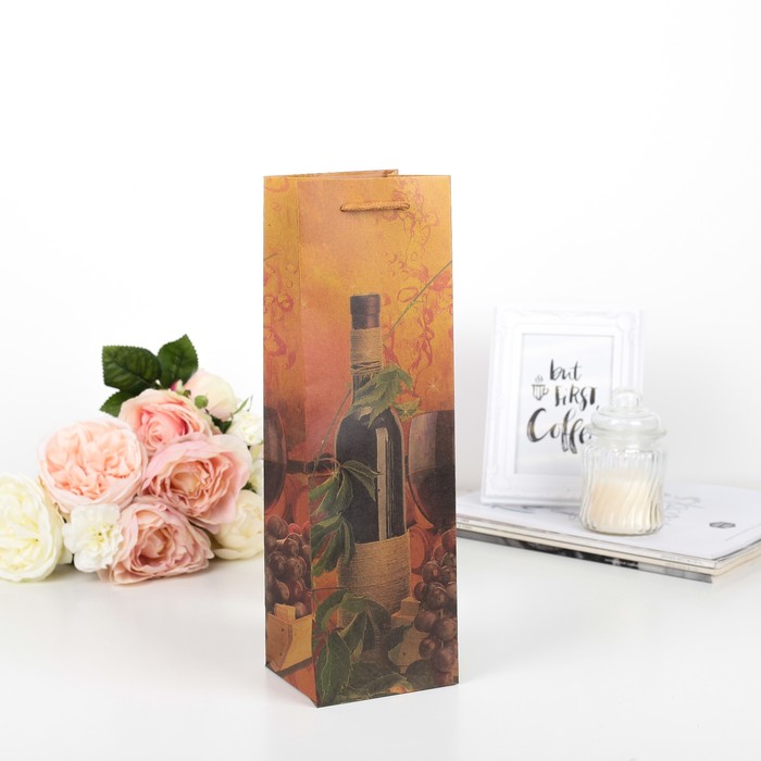 Пакет подарочный под бутылку "Виноделие", 11 х 10 х 36 см