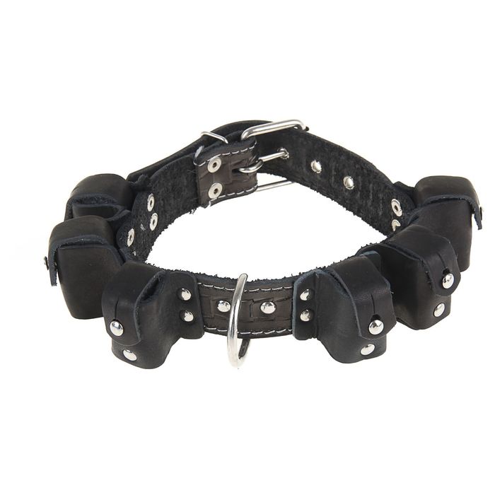 Ошейник кожаный грузовой, с 6 грузами, 57 х 3,5 см микс цветов