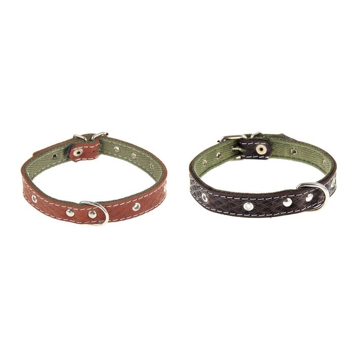 Ошейник комбинированный кожа/брезент, 46 х 2 см, безразмерный микс цветов