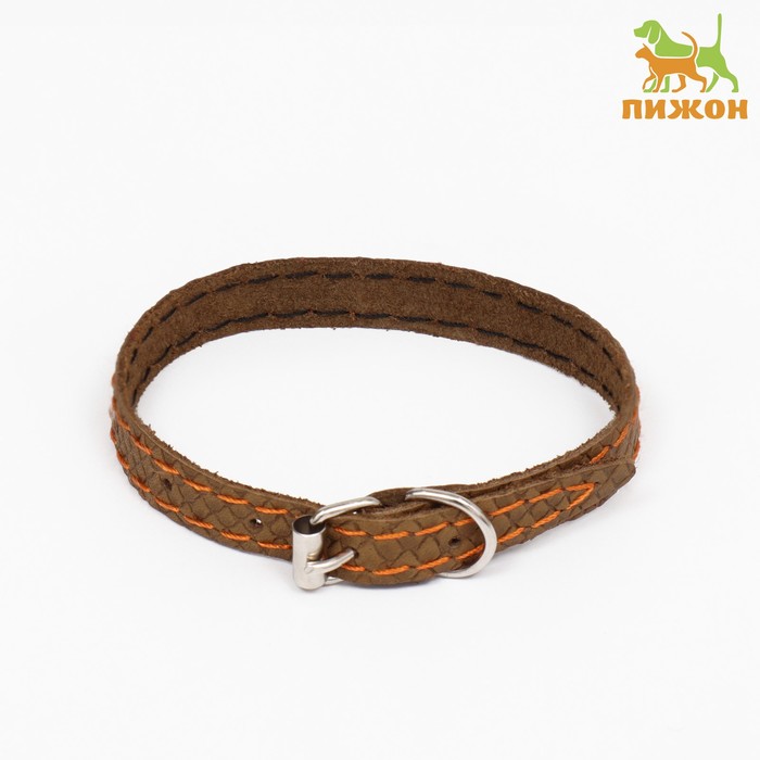 Ошейник кожаный однослойный под змею, 1,1 х 30 см, микс цветов