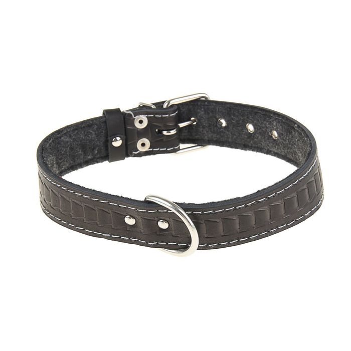 Ошейник кожаный тисненый на фетре, 54 х 3,5 см, микс цветов