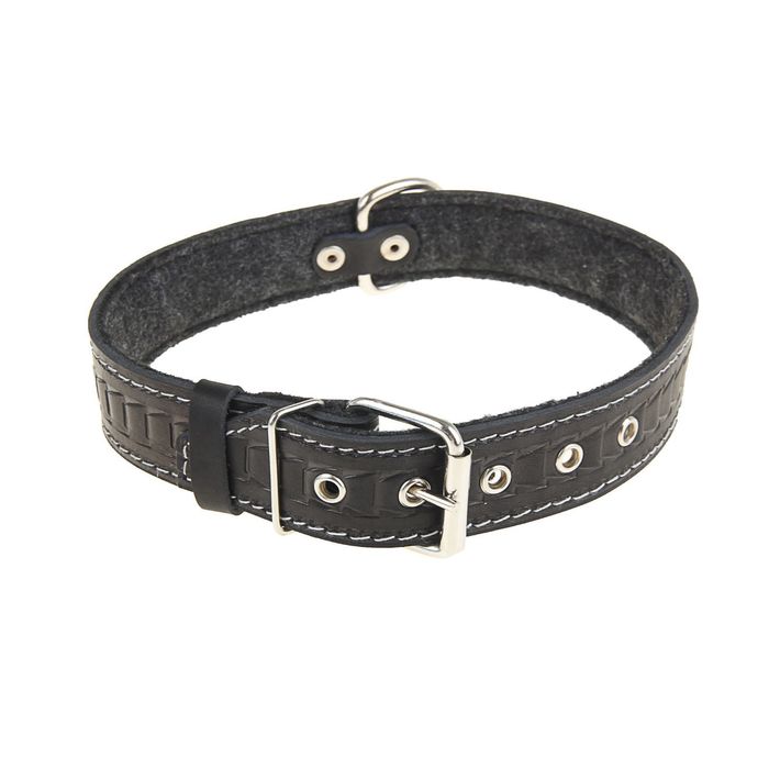 Ошейник кожаный тисненый на фетре, 54 х 3,5 см, микс цветов