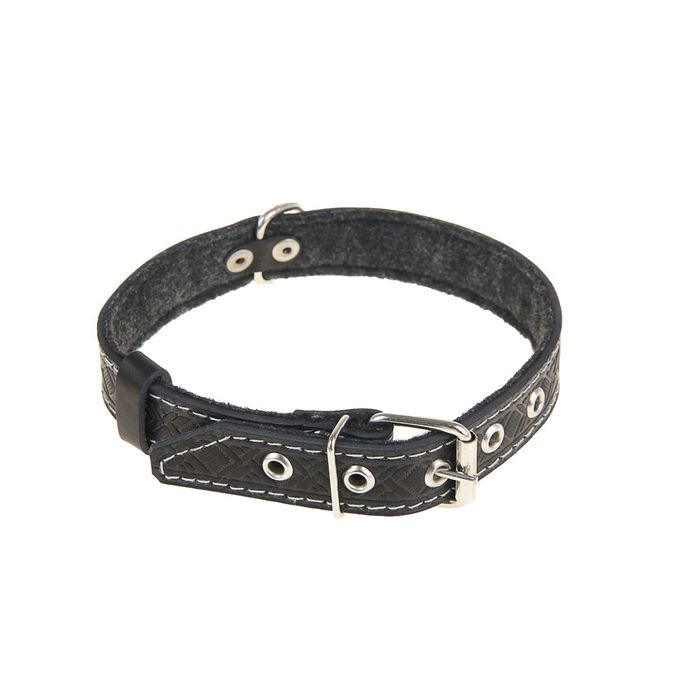 Ошейник кожаный тисненый на фетре, 45 х 2,5 см, микс цветов